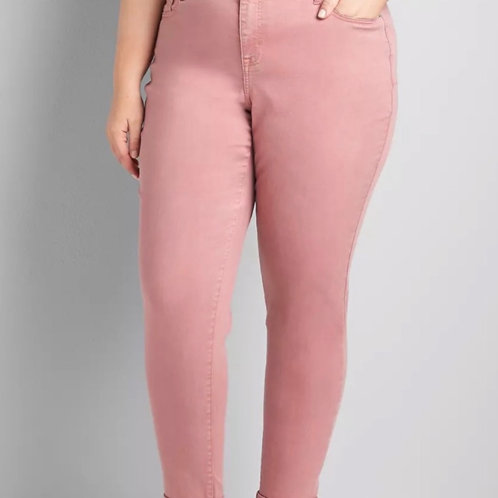 Lane Bryant Skinny Ankle - Super Stretch with Frayed hem, Blush NWOT